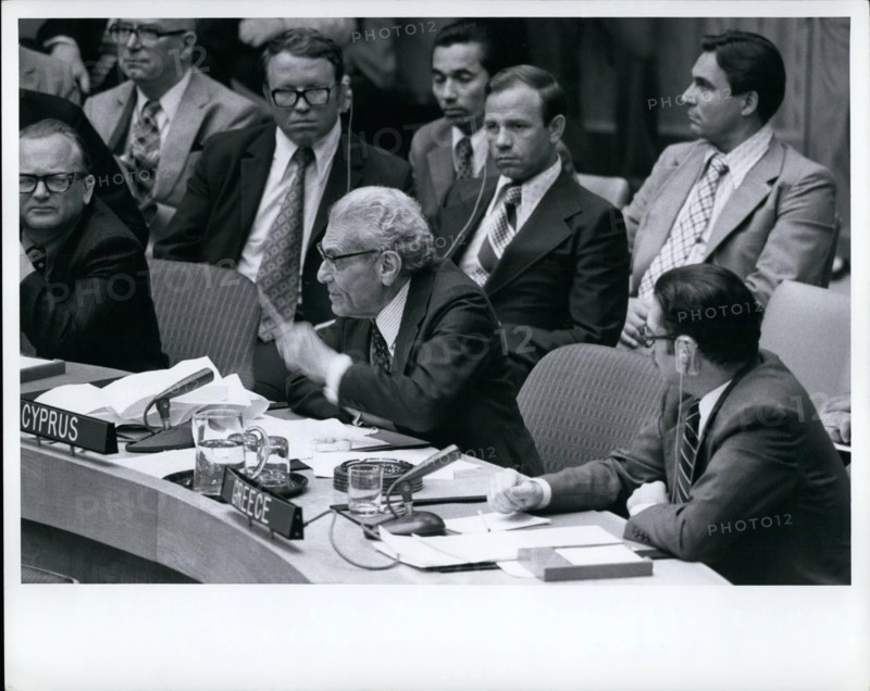 Jul. 07, 1974 - Security Council meets to discuss the situation in Cyprus: At the request of the Secretary - General and the Permanent Representative of Cyprus, the Security Council met this afternoon to consider the situation in Cyprus following a coup against the Government of Archbishop Makarios by the country's National Guard. Cyprus Permanent Representative to the UN Zenon Rossides, speaking at today's meeting.