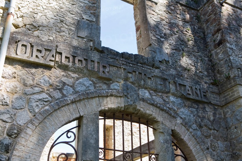 The ruined village of Oradour-Sur-Glane in France where 642 of its inhabitants, including women and children, were massacred