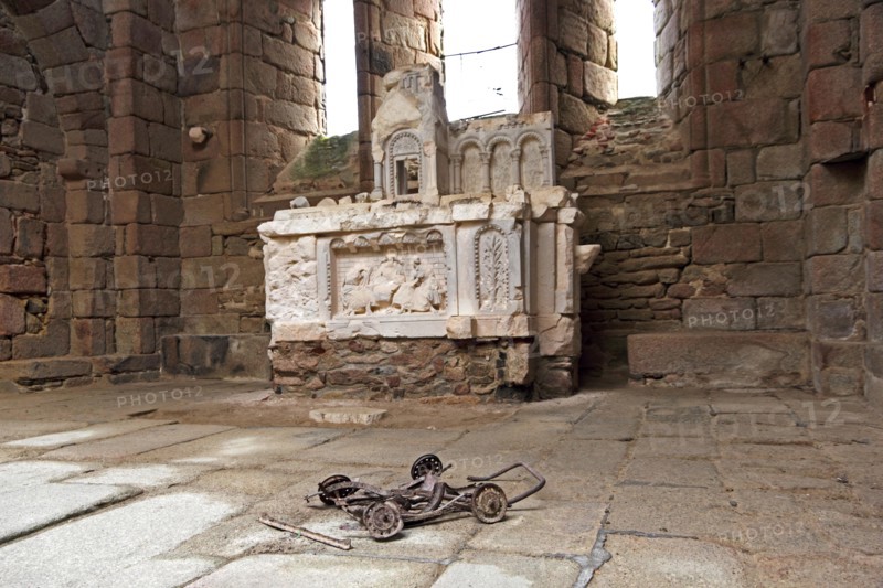 Interior of village church, Oradour-sur-Glane, scene of German massacre of French villagers on 10th June 1944