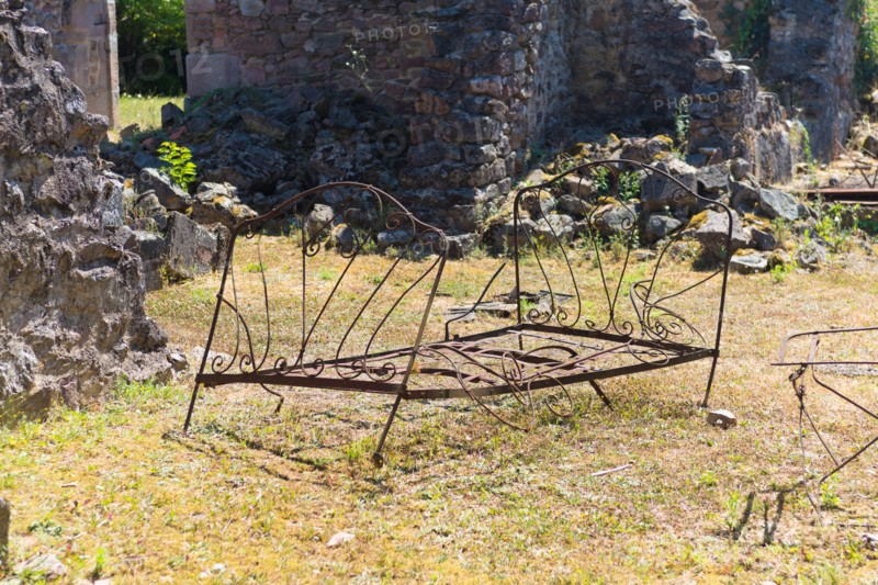The ruins of Oradour-sur-glane, the by the nazis destroyed french village in WW2
