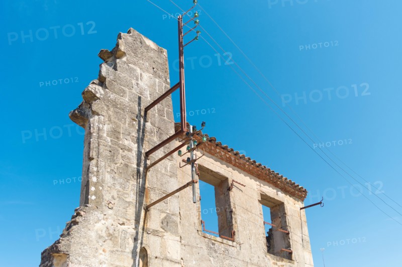 The ruins of Oradour-sur-glane, the by the nazis destroyed french village in WW2