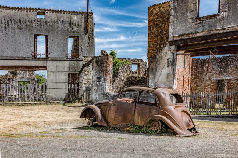 Retro rusted cars from Oradour-Sur-Glane, France