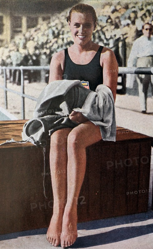 Photograph of Eleanor G. Holm (1913  - 2004) from the USA at the 1932 Olympic games.