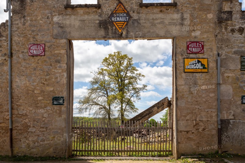 Oradour-sur-Glane, France - April 29, 2019: The ruins of the village after the massacre by the german nazi's in 1944 that destroyed it.