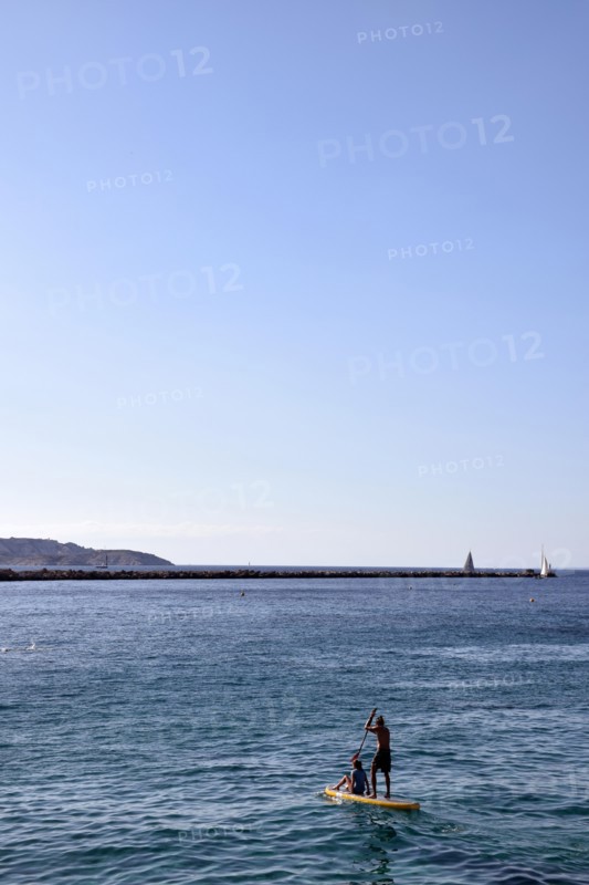 Paddleboarding, Anse des Catalans, beach, Marseille, France Oct 2019