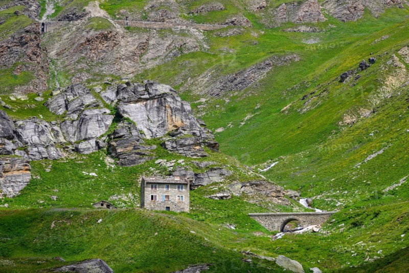 Old isolated buildings in La Lenta valley, under the Col d'Iseran, Vanoise National Park, France