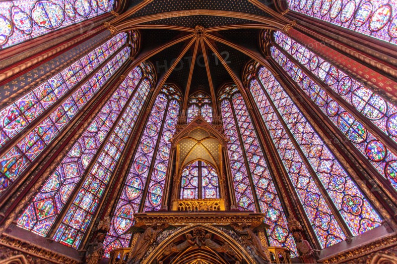 Interior of the Sainte Chapelle, Ile de la Cite in Paris, France, Europe