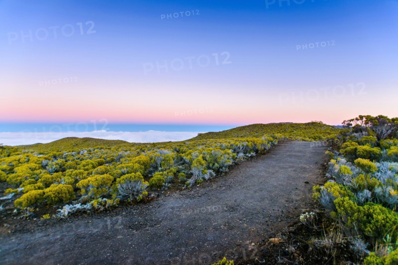 Hiking trail at volcanic area of Reunion Island