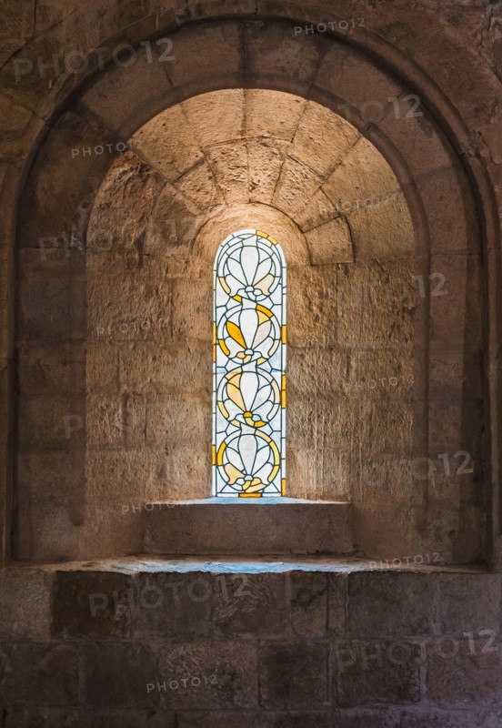 Stained glass windows in the Abbey of Thonoret in the Var in France