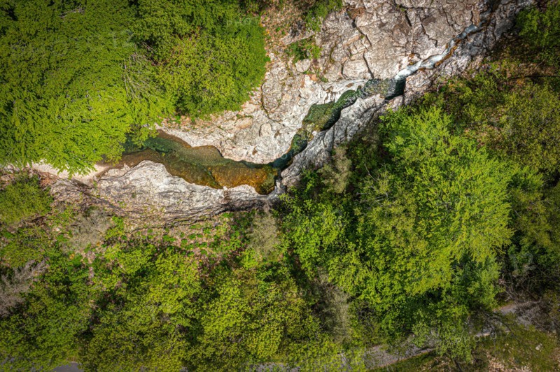 Top view on Malzac river on the GR 70, Robert Louis Stevenson Trail, Cassagnas, Cevennes, France