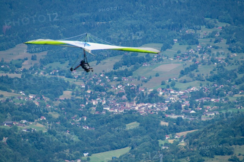 Closup of a person flying on a hang glider