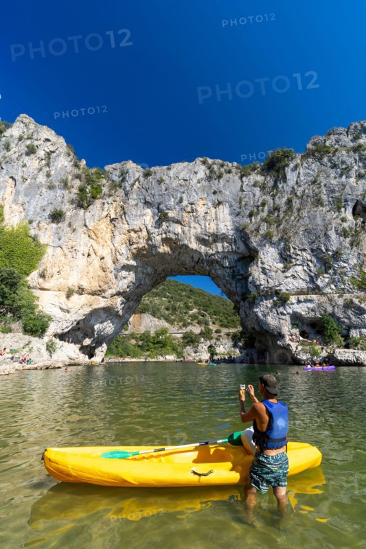 Pont d'Arc, stone arch over Ardeche river, Auvergne-Rhone-Alpes, France
