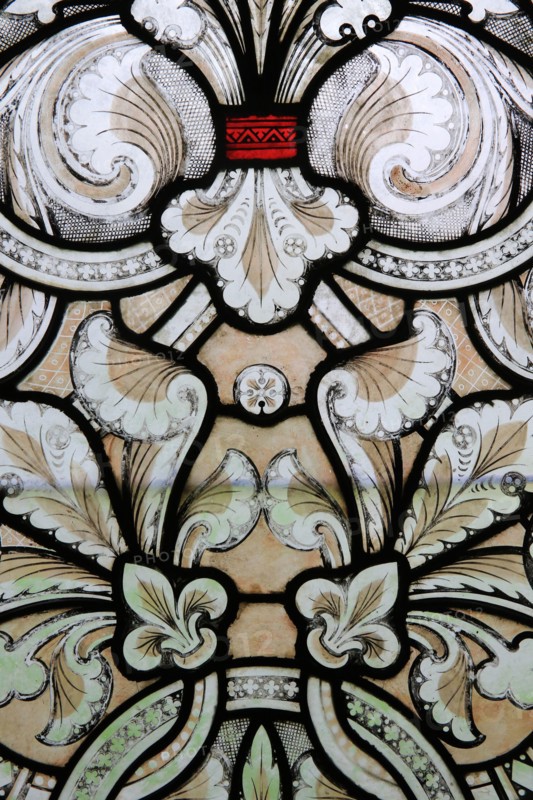 Cistercian stained glass. Decoration on the Holy Trinity Column. Heiligenkreuz Abbey. Vienna. Austria. Europe.