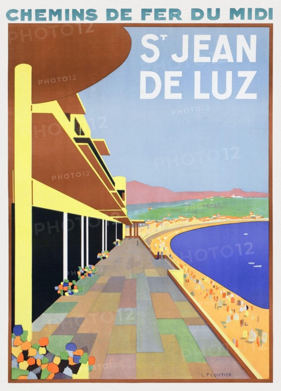 Chemins de fer du Midi. St.Jean de Luz by Louis Floutier (1882-1936). Poster published in 1928 in France.