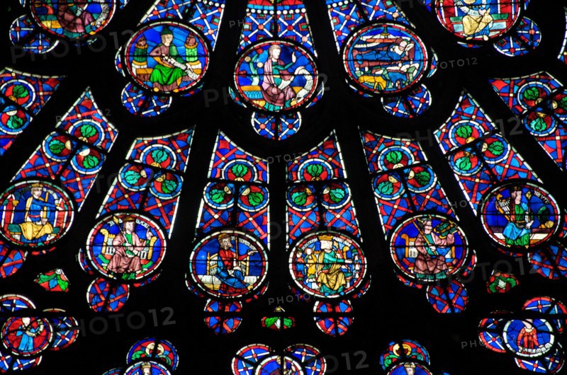 Rose window in Notre Dame de Paris cathedral, France