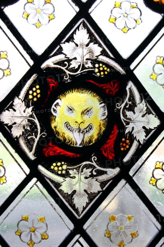 Medieval stained glass, Gloucester Cathedral, Gloucestershire, England, UK