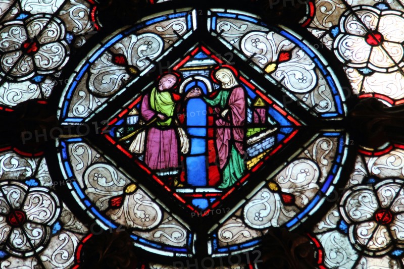 Stained glass window in La Sainte-Chapelle in Paris, France