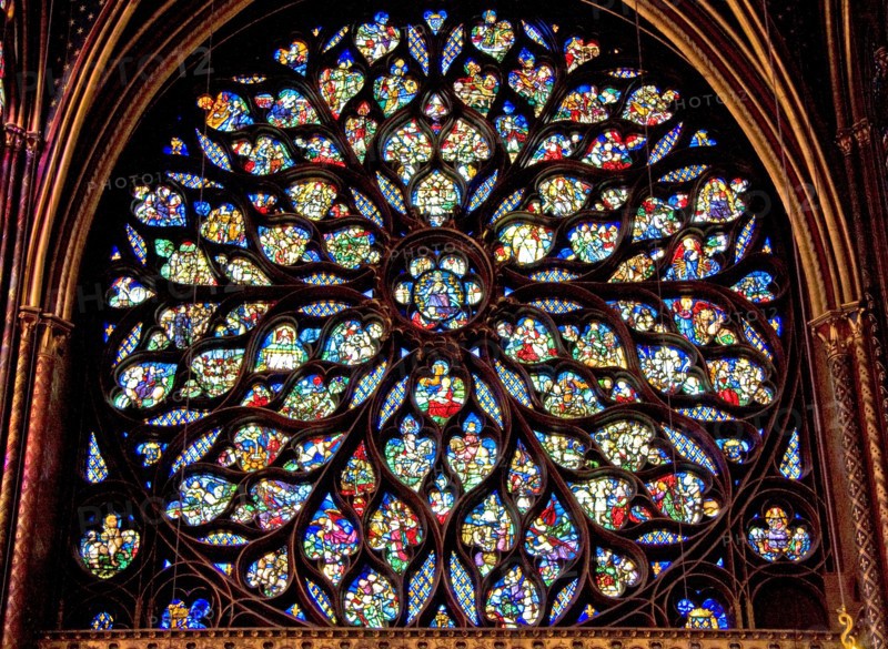 The Rose Window portraying the Apocalypse in the Upper Chapel of the Sainte-Chapelle, Paris