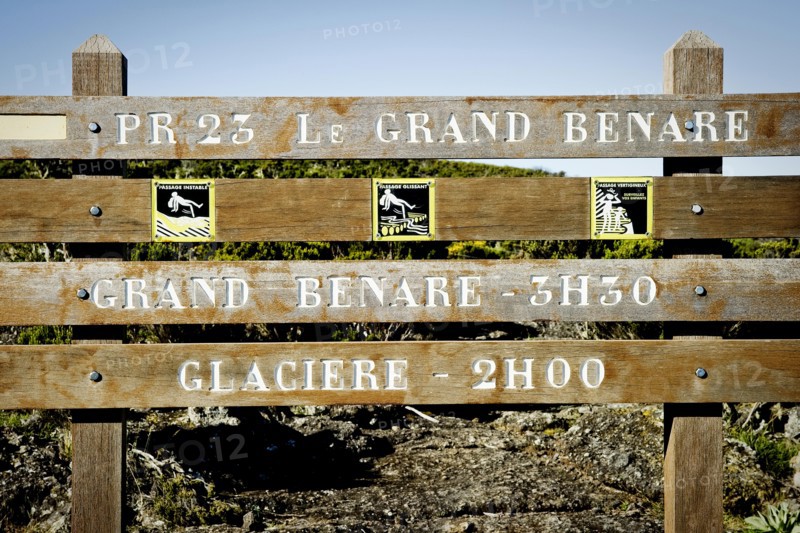 Hiking trail on way to Le Grand Benare, Reunion Island, French overseas department in Indian Ocean