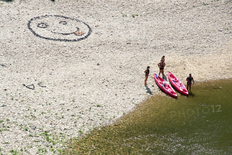 Kayaks in Gorges de l'Ardèche The Ardeche River gorge, Provence, France