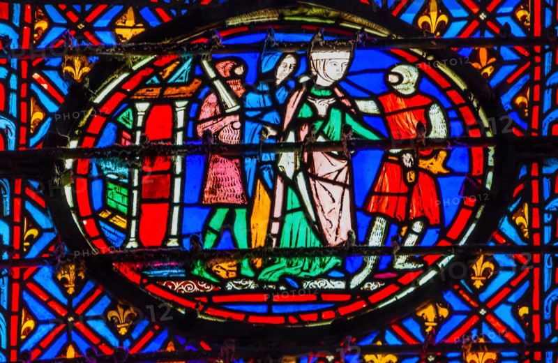 Knights Queen Medieval Life Stained Glass Saint Chapelle Paris France.