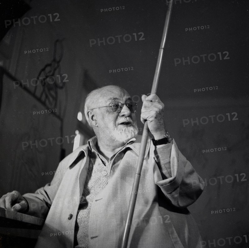 1951, historical, french artist Henri Matisse working on his designs for the Chappelle du Rosaire de Vence.