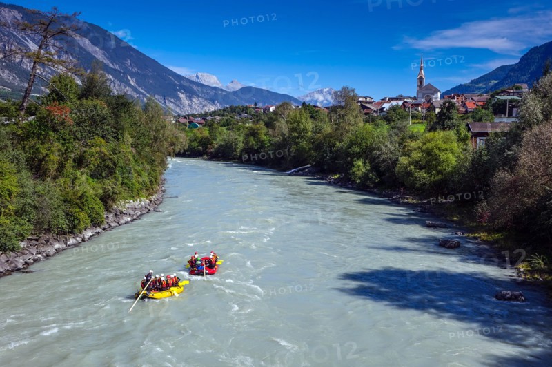 Rafting on the River Inn near Imst, Austria