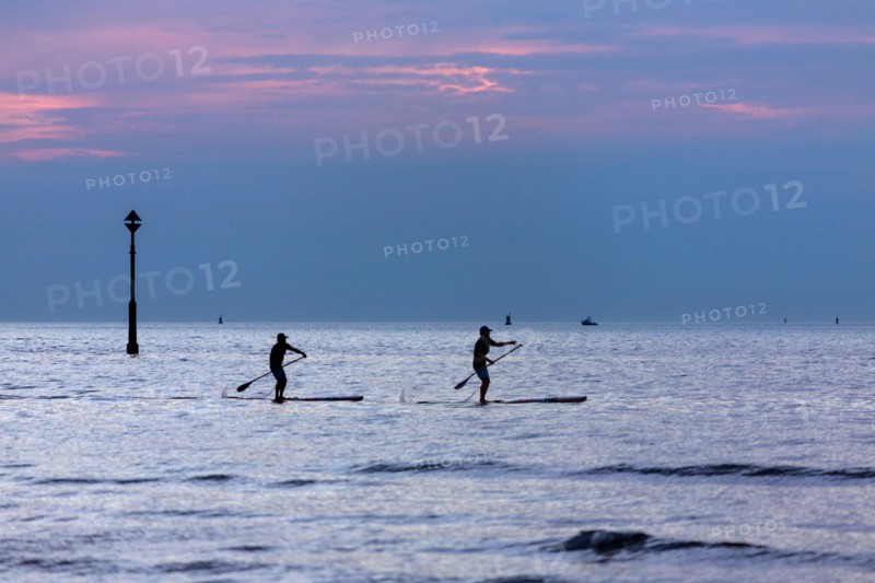Dunkirk. France. 09.12.16. Stand up paddle surfing or stand up paddle boarding is an offshoot of surfing that originated in Hawaii.