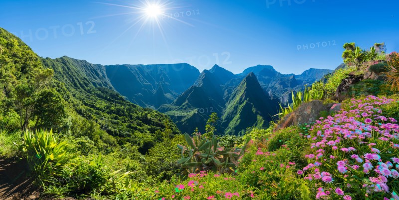 Panorama of Cirque de Mafate on the Island La Reunion, France