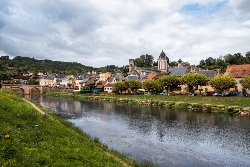 View of Montignac and the Vezere River in the Perigord region of France