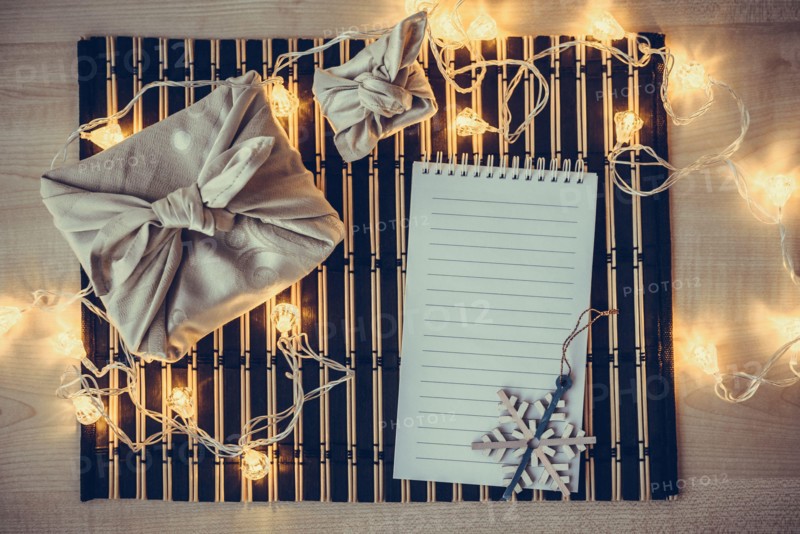 Christmas furoshiki wrapping. ethical christmas gift.