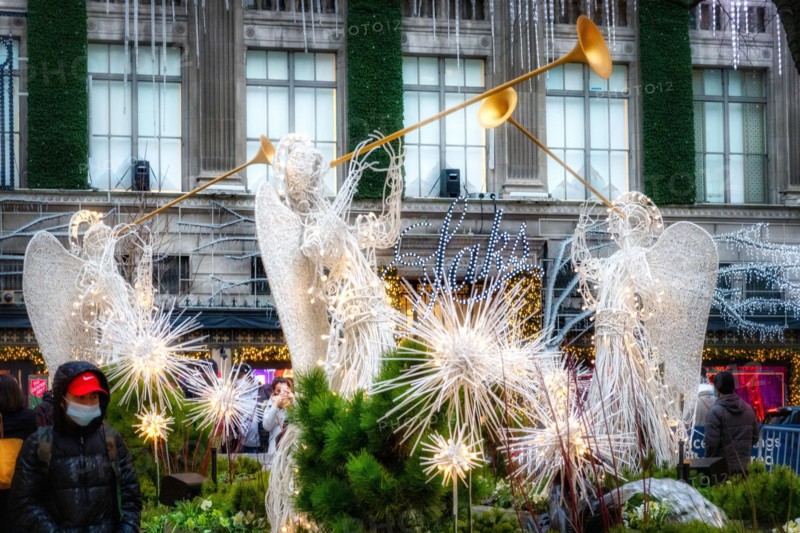 Herald Angel Figures at Rockefeller Center during the holiday season, NYC, USA  2020