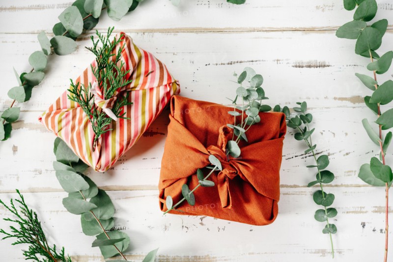 Eco friendly reusable fabric package furoshiki