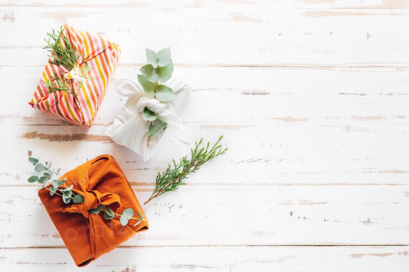 Eco friendly reusable fabric package furoshiki