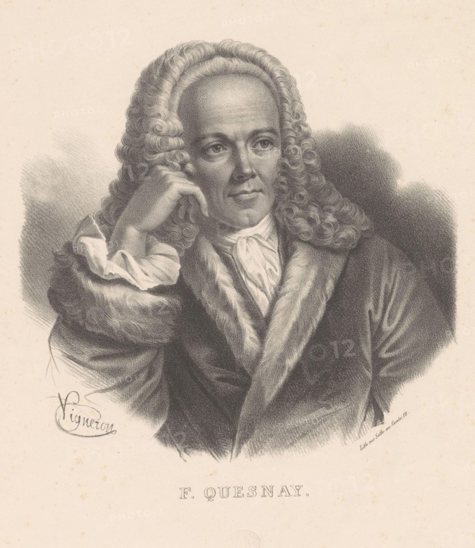Portrait of François Quesnay, F. Quesnay (title on object), print maker: Pierre Roch Vigneron, printer: Ligny frères, publisher: V. Rosselin, Paris, 1830 - 1853, paper, height 359 mm × width 276 mm, print