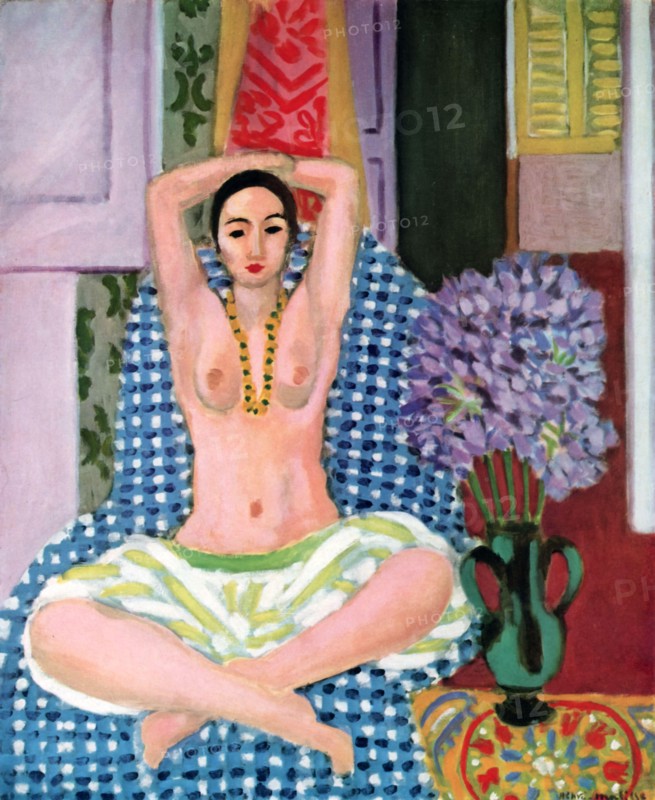 Henri Matisse's "La Pose Hindoue" (The Hindu Pose) (circa 1923): This work is a notable example of Matisse's fascination with exotic and oriental themes, which influenced much of his art in the early 20th century. "La Pose Hindoue" embodies Matisse's innovative approach to composition and his ability to evoke a sense of serenity and contemplation through his art.