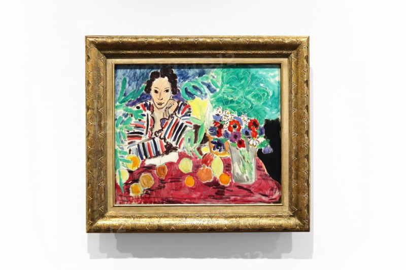 Nice, France - November 20, 2023: "Striped dress, fruits and anemones" by Henri Matisse, 1940. At the Musee Matisse in Nice, France.