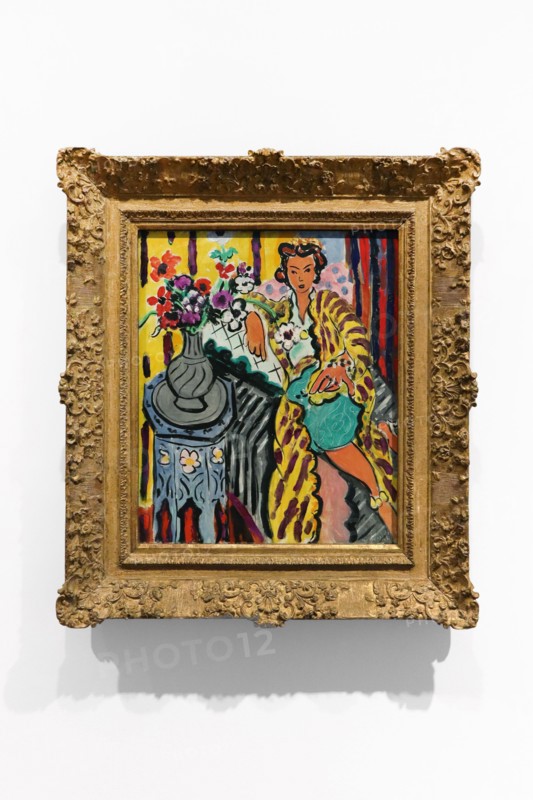 Nice, France - November 20, 2023: "Odalisque with yellow Persian dress, anemones" by Henri Matisse, 1937. At the Musee Matisse in Nice, France.