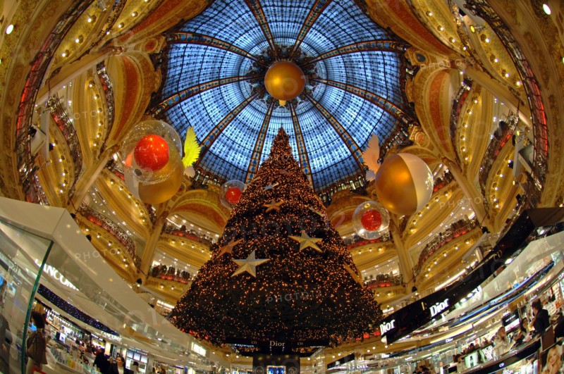 Galeries Lafayette department store, Christmas time, Paris, France