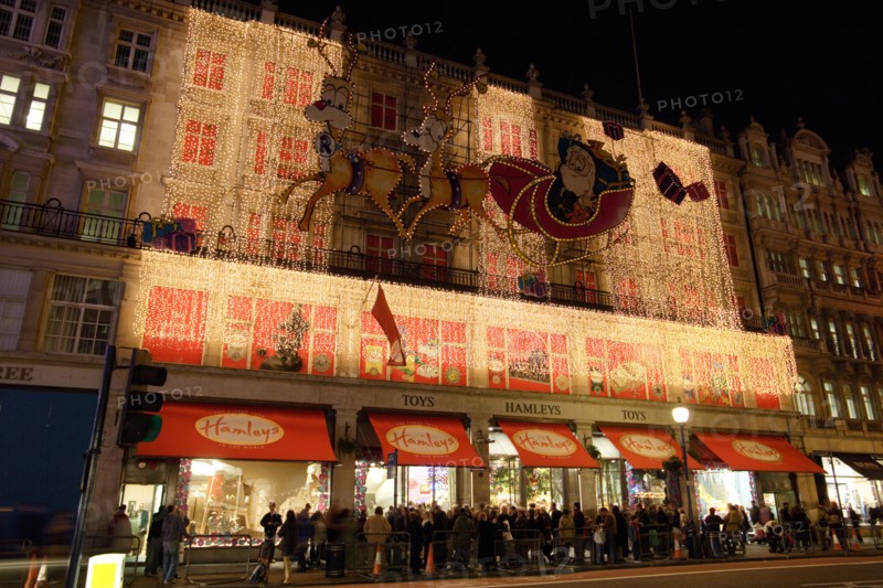 Hamleys toy shop Christmas light in regent Street W1 in december 2004