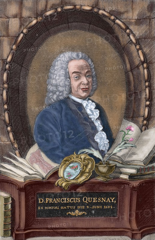 Francois Quesnay (1694-1774). French economist. Colored engraving.