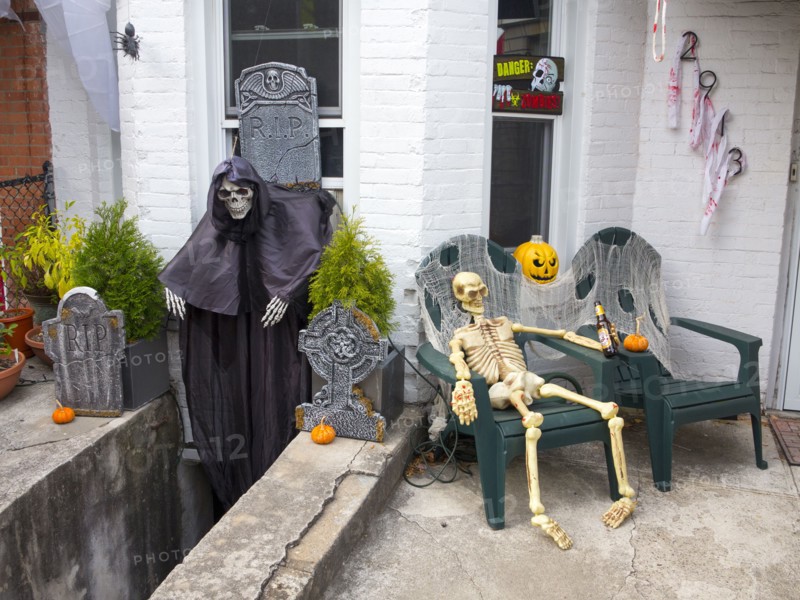 House ready for Halloween trick-or-treaters in Brooklyn, NY.
