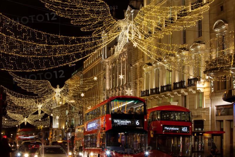 LONDON, UK - DECEMBER 4th, 2017: Christmas lights on Regents Street St James. Beautiful Christmas decorations attract  shoppers and tourists during th