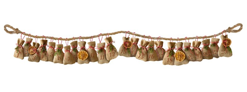 advent calendar bags christmas isolated rope gift
