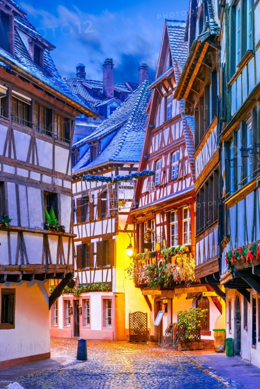 Strasbourg, France. Christmas Market in Petite France old district of Strassburg in Alsace.