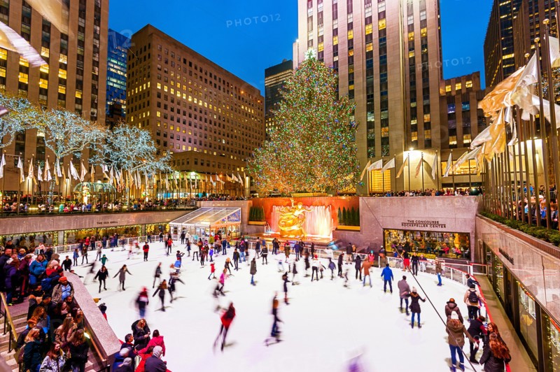 Christmas New York Rockefeller Plaza Ice Skating Rink Christmas Tree
