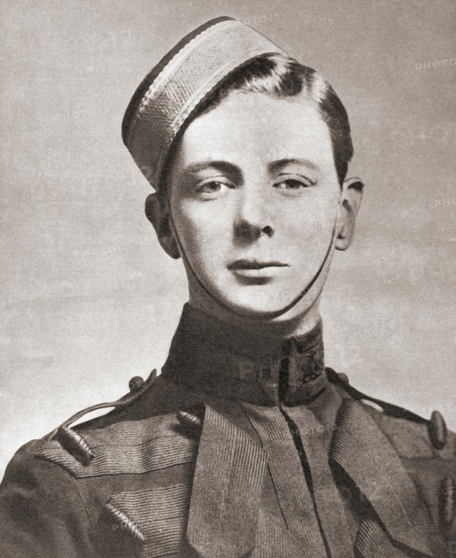 Sir Winston Leonard Spencer-Churchill, 1874 –1965. British politician, statesman, army officer, and writer, who was Prime Minister of the United Kingdom from 1940 to 1945 and again from 1951 to 1955.  Seen here as an army cadet in 1893.