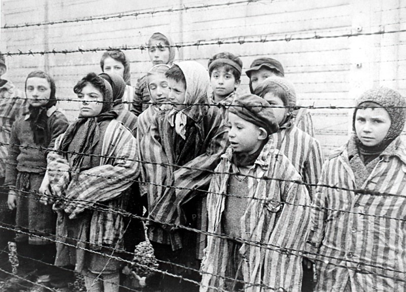 Second World War documentary. Child survivors of the Auschwitz concentration camp soon after its liberation by Soviet forces in January 1945