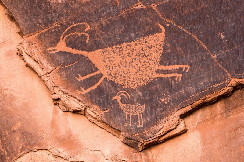 Close-up of petroglyphs, Utah, USA