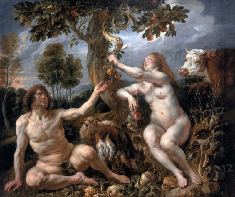 Adam and Eve by Jacob Jordaens (1593-1678), oil on canvas, c. 1630